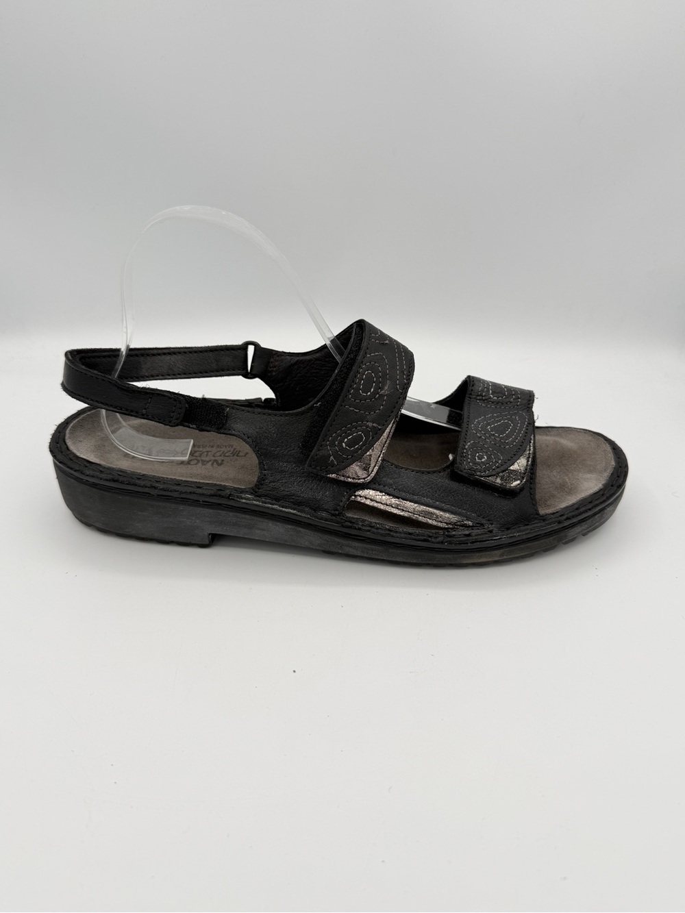 Naot Gunnel Sandal Black Leather Comfort Adjustable Straps  42
